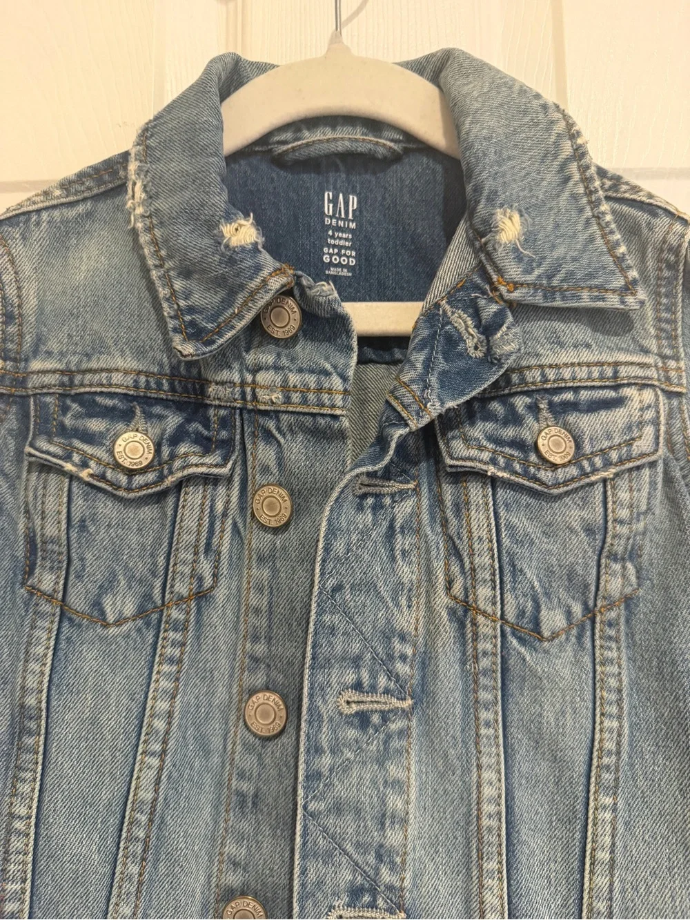 GAP Boys 4T Denim Jacket Light Wash Distressed Trucker Jean Jacket